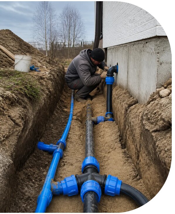 Монтаж наружного водопровода на участке под ключ в Орехове-Зуеве